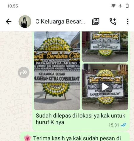 Pengiriman Papan Bunga Duka Tamiyangsari Kroya